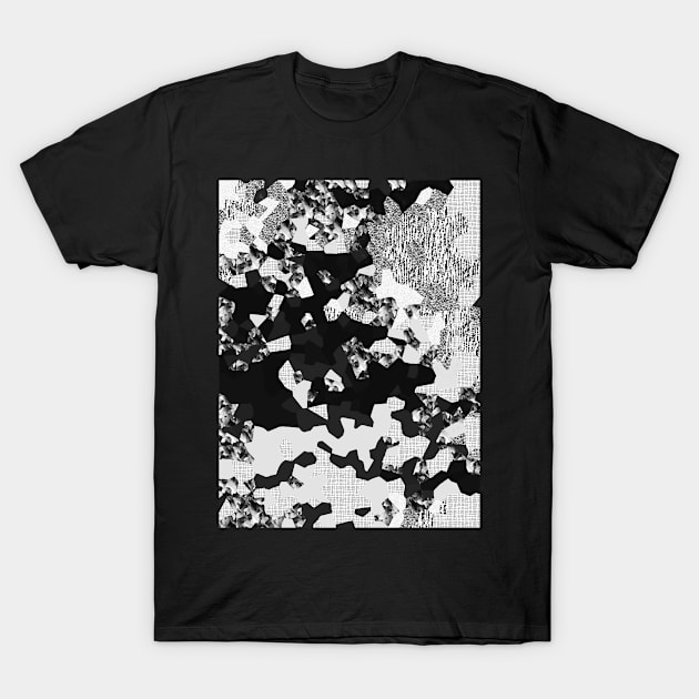 Abstract Black White Patch Patterns T-Shirt by Cottonbutton